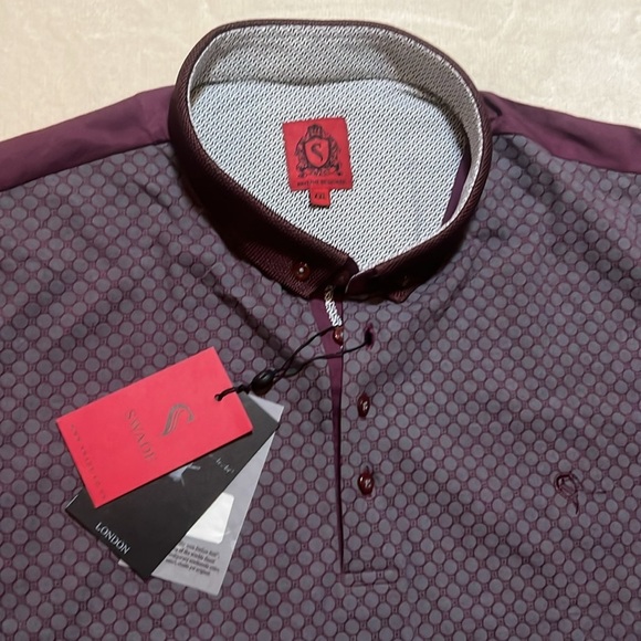 NWT Swade Burgundy Blue Men’s Polo Shirt sz XXL - Picture 3 of 11